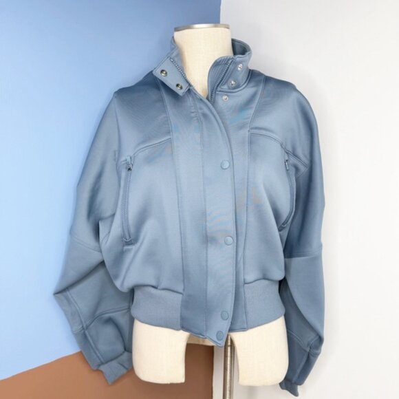 Free People FP Movement Off to the Races Bomber Jacket Blue NWOT M - Picture 4 of 12